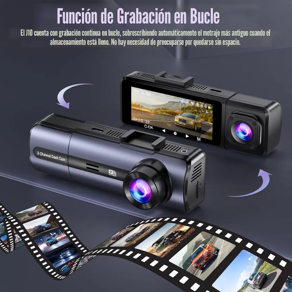 Cámara para Auto Dashcam 4K de 3 Canales con WiFi 5 GHz – Seguridad Total en Cada Trayecto2.webp