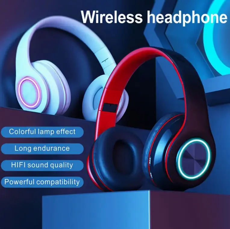 Wireless headphones with a classic design and vibrant colors to enjoy while traveling in Panama. (Negro-Rojo)